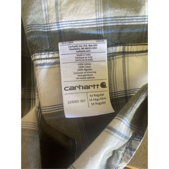 Carhartt Mens Multicolor Plaid Short Sleeve Button Down Shirt Size Medium - Picture 9 of 14